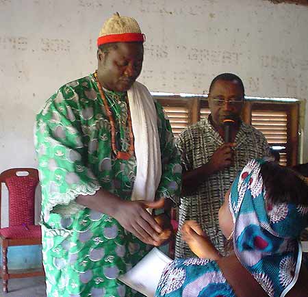 HRH Orock Tabi Baiyee of Tali I greets a leader